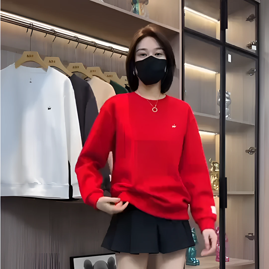 秋冬男女极简小标印花卫衣男潮牌圆领宽松时尚休闲百搭长袖打底衫