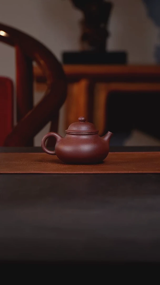 茶壶紫砂容天老紫泥内推7孔100cc