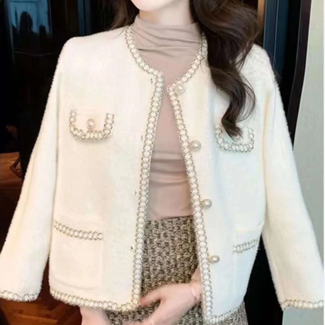 小香风外套时尚百搭双面绒外套韩版开衫