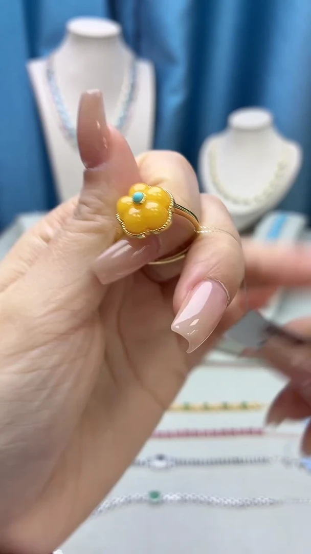 银S925镶嵌蜜蜡戒指230JH0102产品一个（多样性）