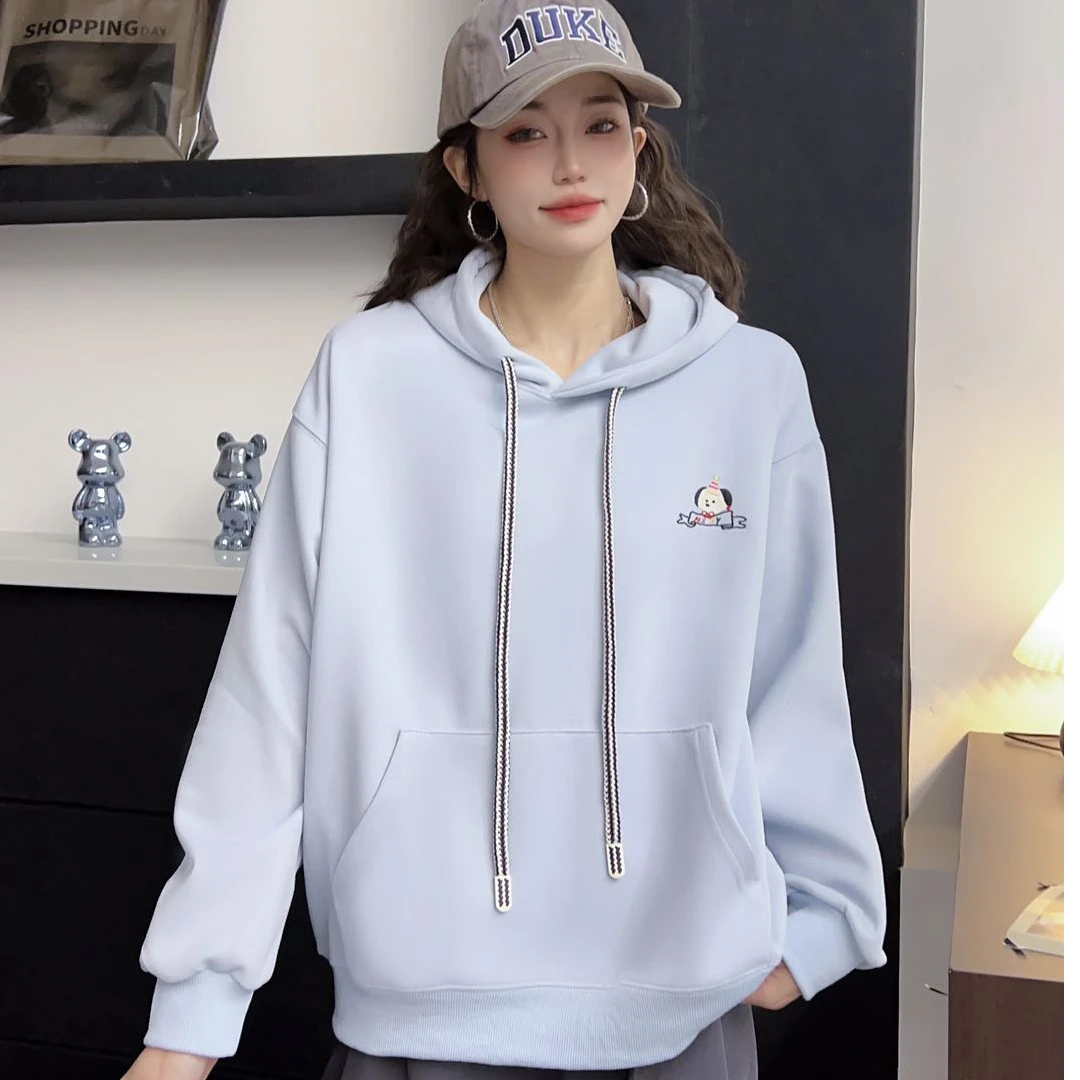 25春款【刺绣飘带发财狗】帽衫宽松韩版卫衣