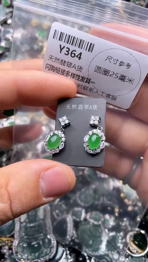 【闪购商品】翡翠颈饰未镶嵌Y364耳钉