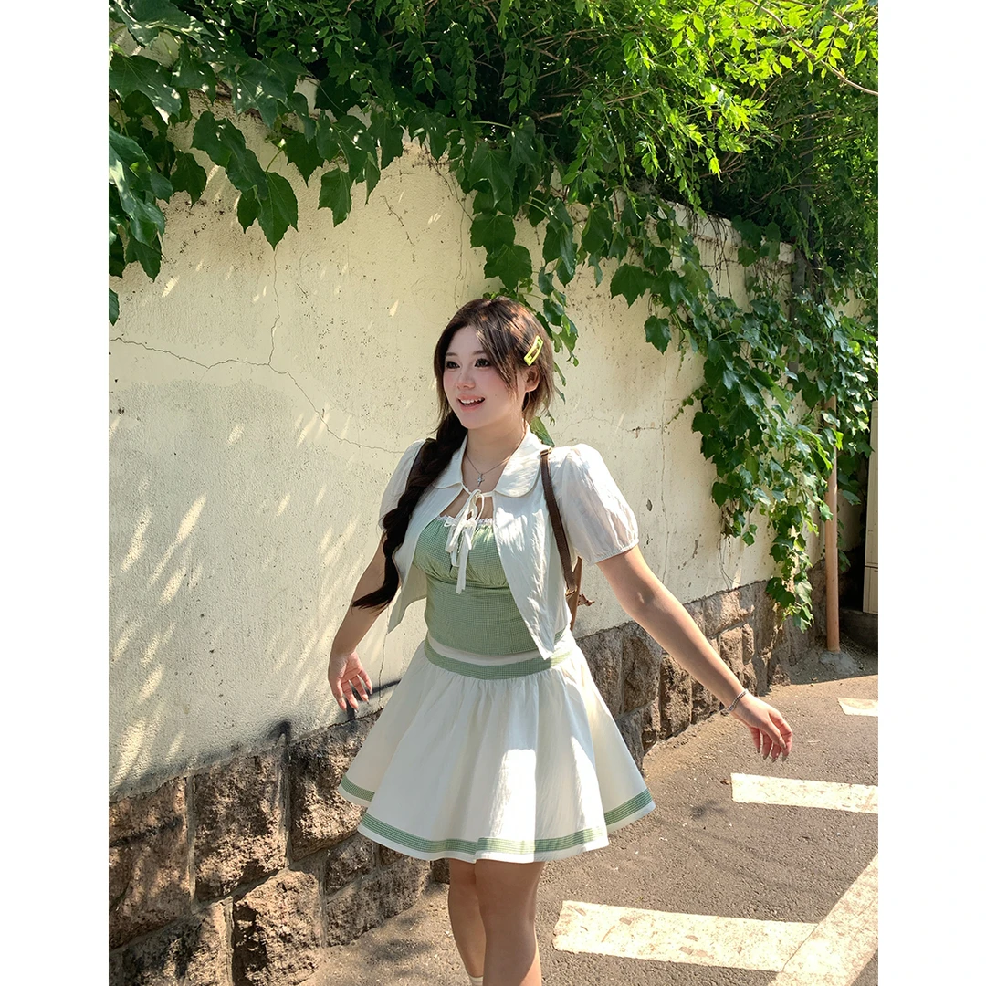 【青空海盐冰】新款法式慵懒少女感微胖大码套组A252B0129