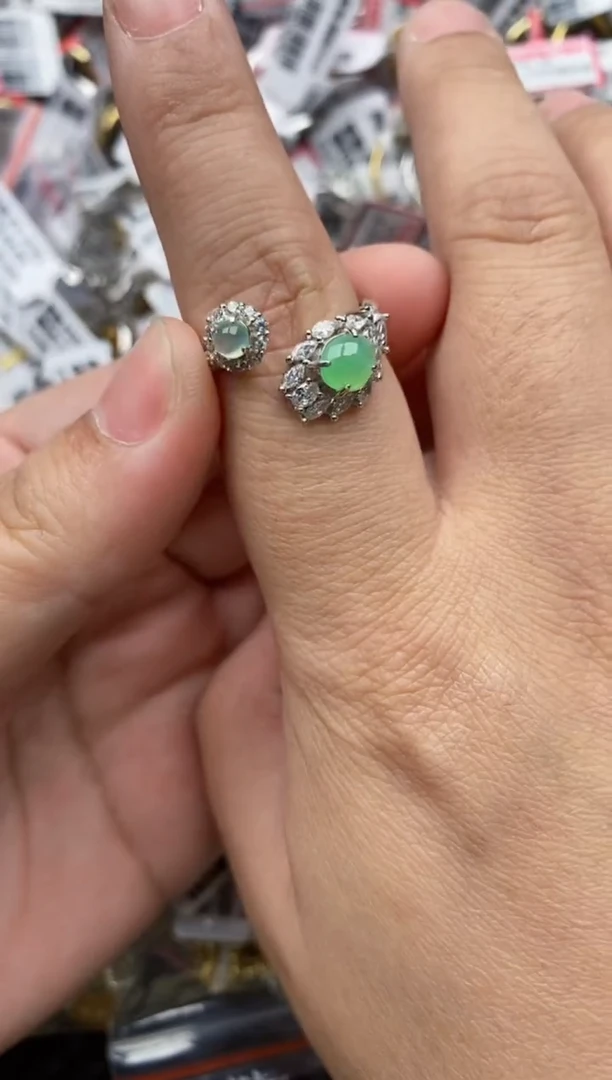 【闪购商品】翡翠戒指银S925镶嵌5555---9