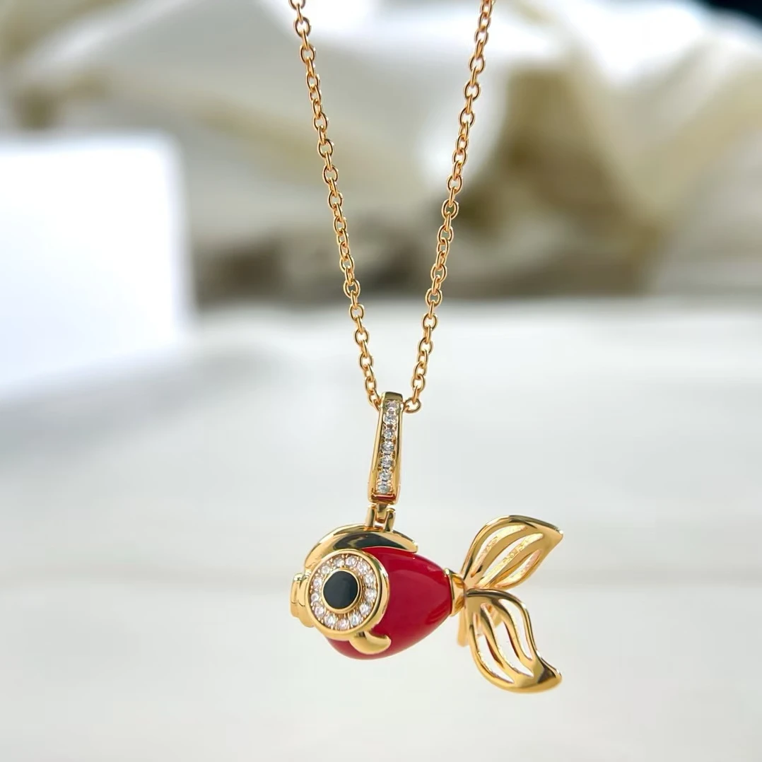 红色小金鱼项链 089