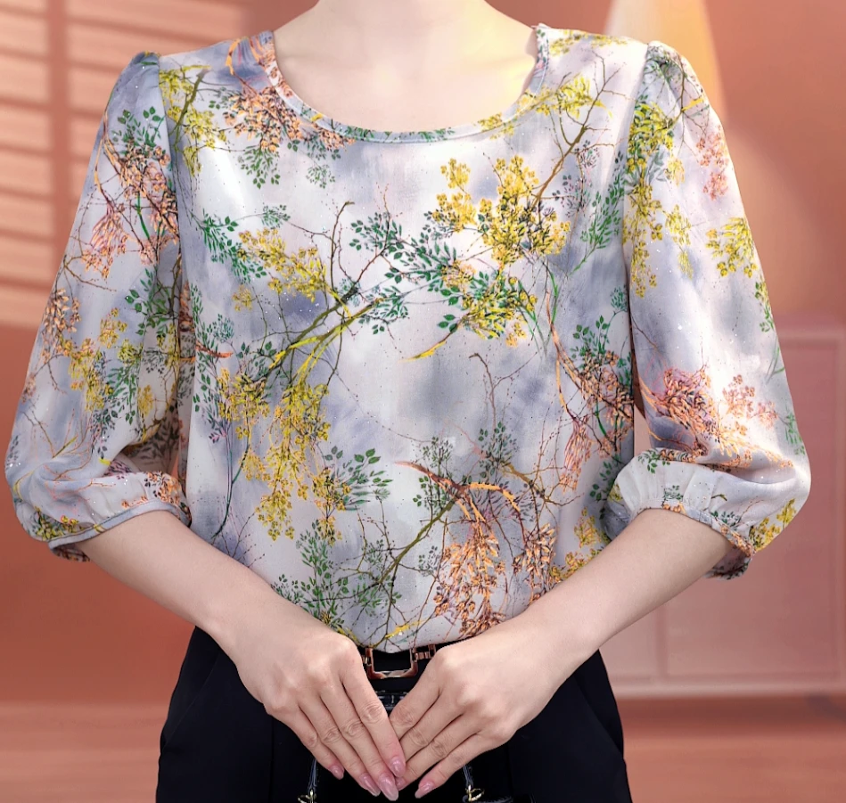 C210【出口原单】优雅百搭法式衬衫-香菜