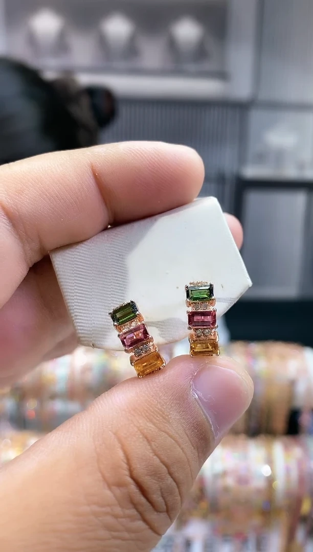 银S925镶嵌耳扣碧玺354354354354