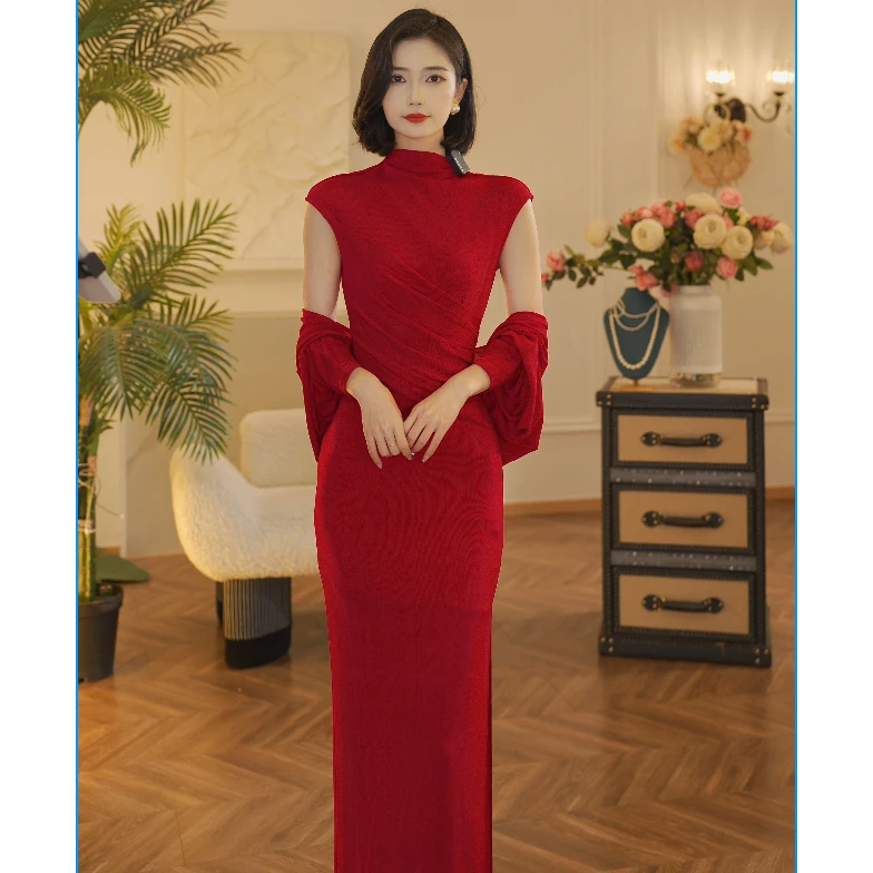 JUJU【丹红】夏季新款高级感气质显瘦显高短袖显瘦连衣裙W-40836