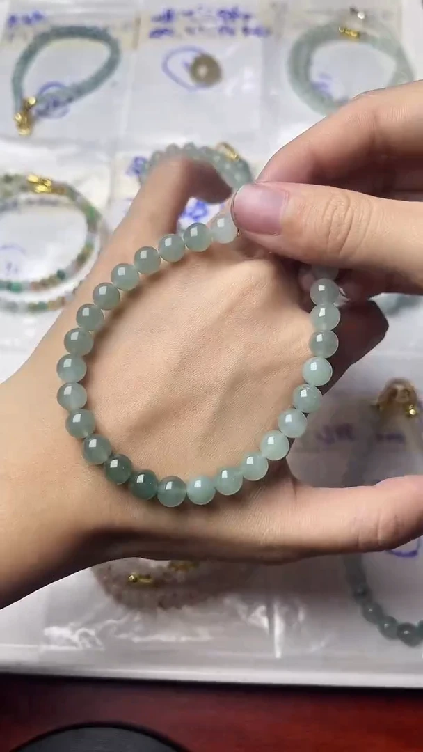 未镶嵌定制翡翠冰晴底手串卡7.3