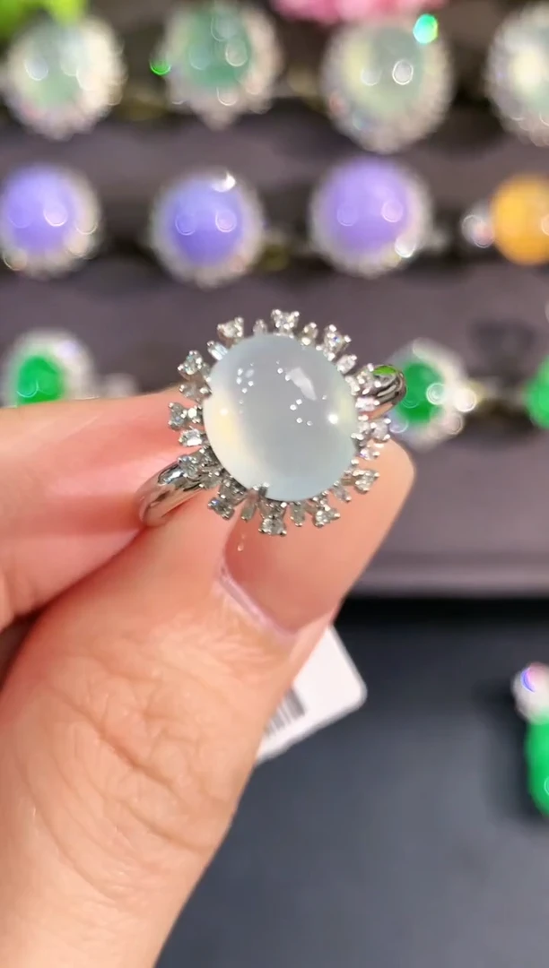 18K金镶嵌戒指翡翠a51