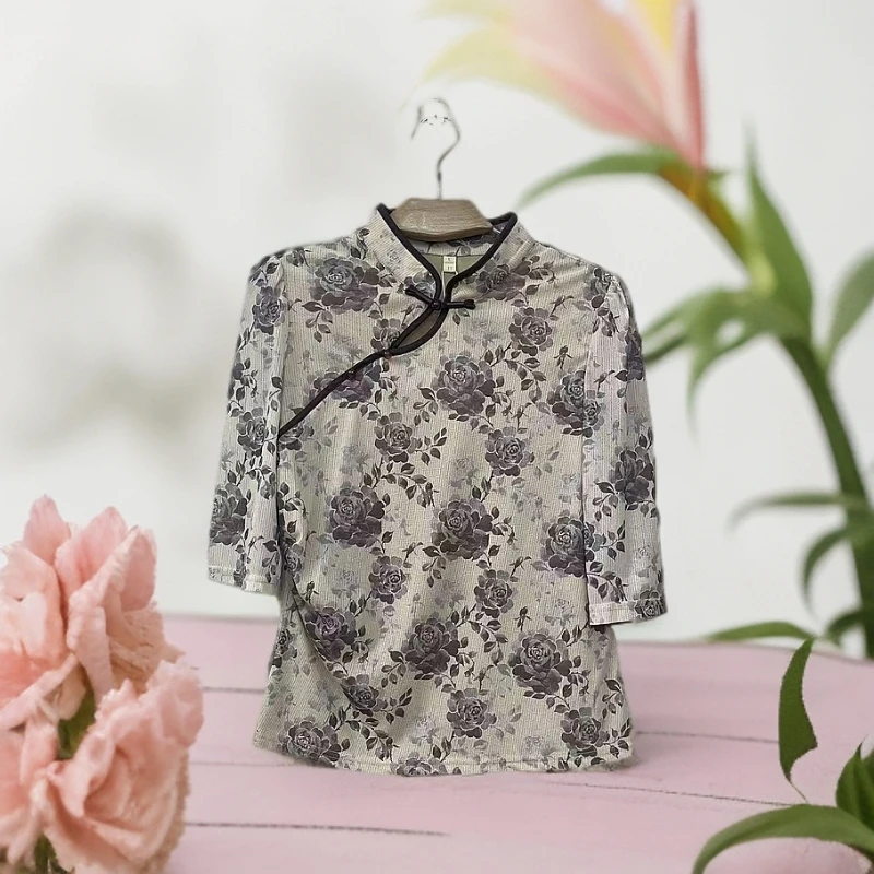 祥好服饰 春季半高领半袖小衫 529