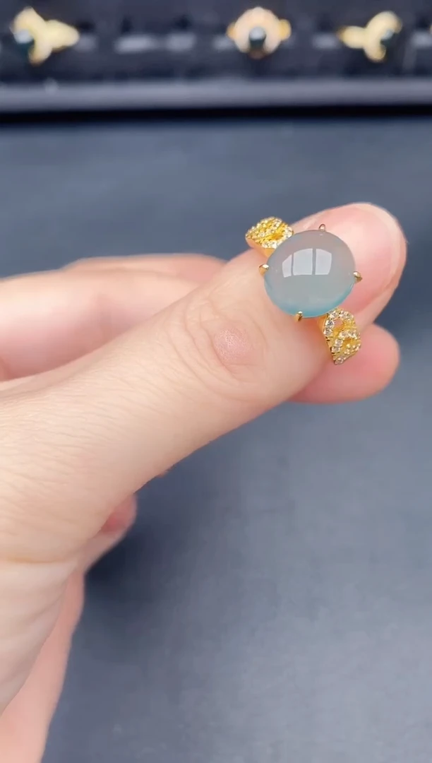 银S925镶嵌戒指翡翠天然a货翡翠75