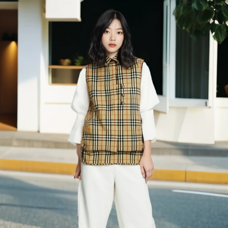 99新 BURBERRY/博柏利 /无袖衬衫/彩虹条无袖衬衫/UK8码/0001543