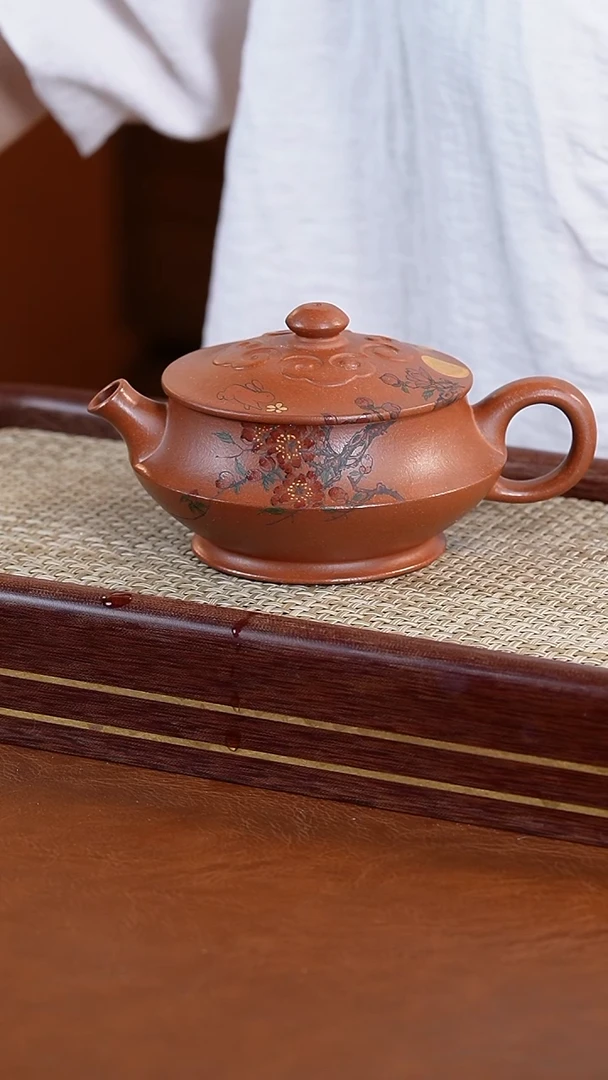 茶壶紫砂李能发沉香泥墨绘如意壶220cc