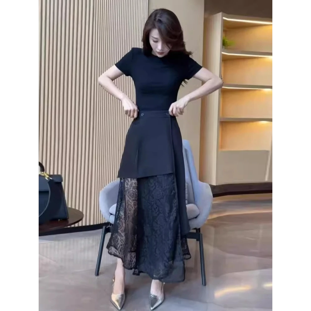 2025新款夏季减龄一整套穿搭时尚套装裙短袖T恤高腰半身裙两件套