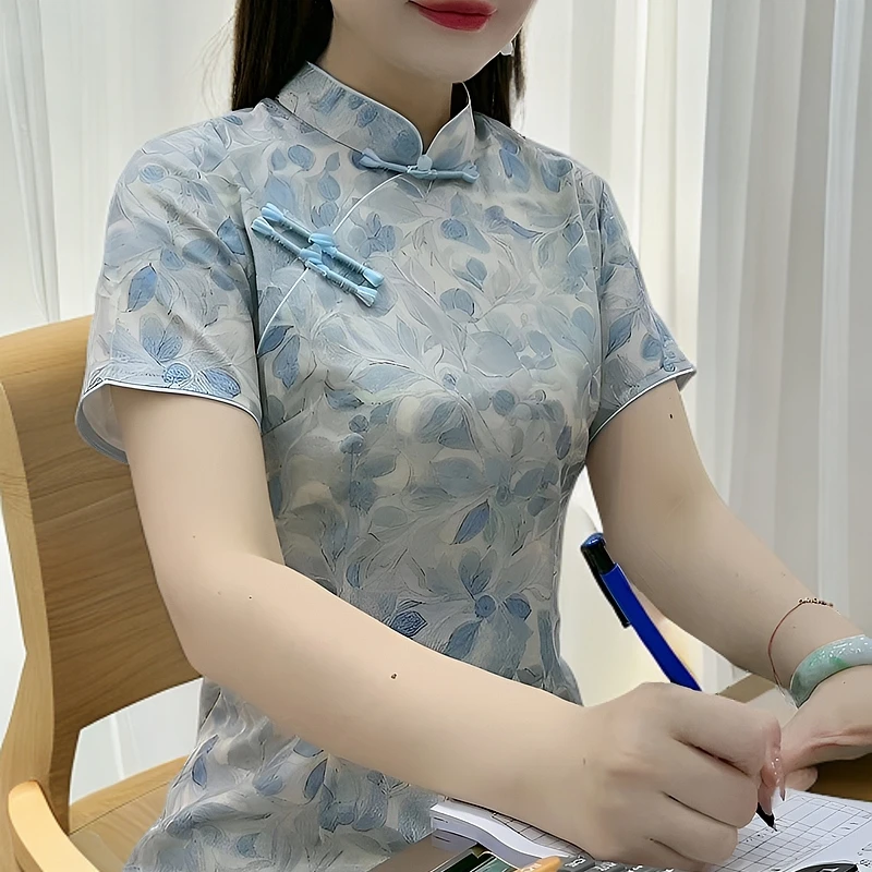 【蓝风铃】-2025年新款夏季中国风改良气质时尚显瘦复古旗袍
