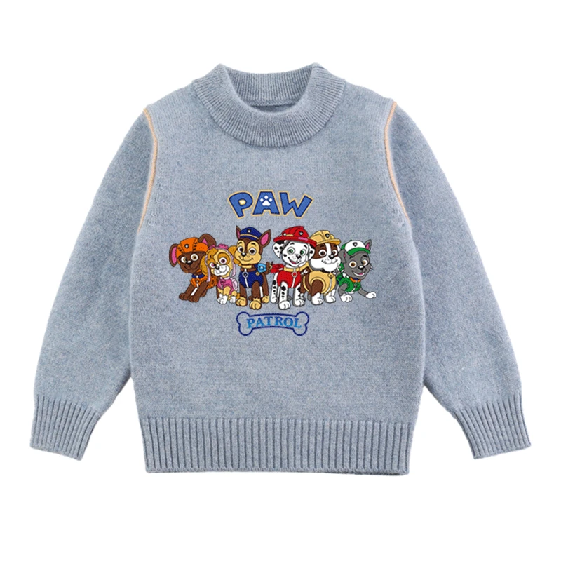 汪汪队圆领毛衣男童休闲长袖毛线上衣中小童洋气口袋针织衫内搭