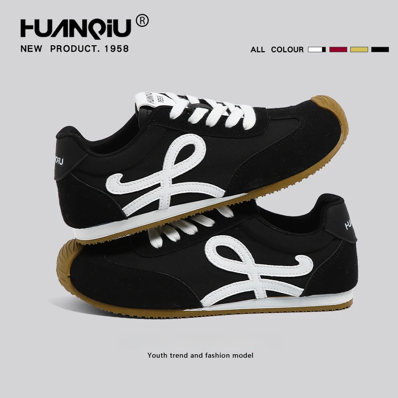 环球黑色德训鞋女款2025秋季新款复古百搭休闲板鞋轻便通勤小黑鞋