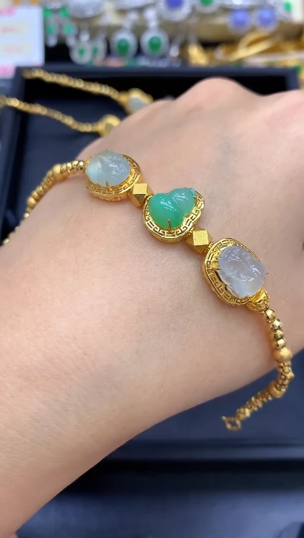 18K金镶嵌手链翡翠506-中国好珍宝