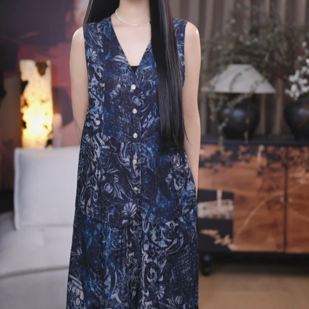 『亦晨』桑蚕丝休闲中国风显瘦春气质时尚设计款双面双穿无袖马甲