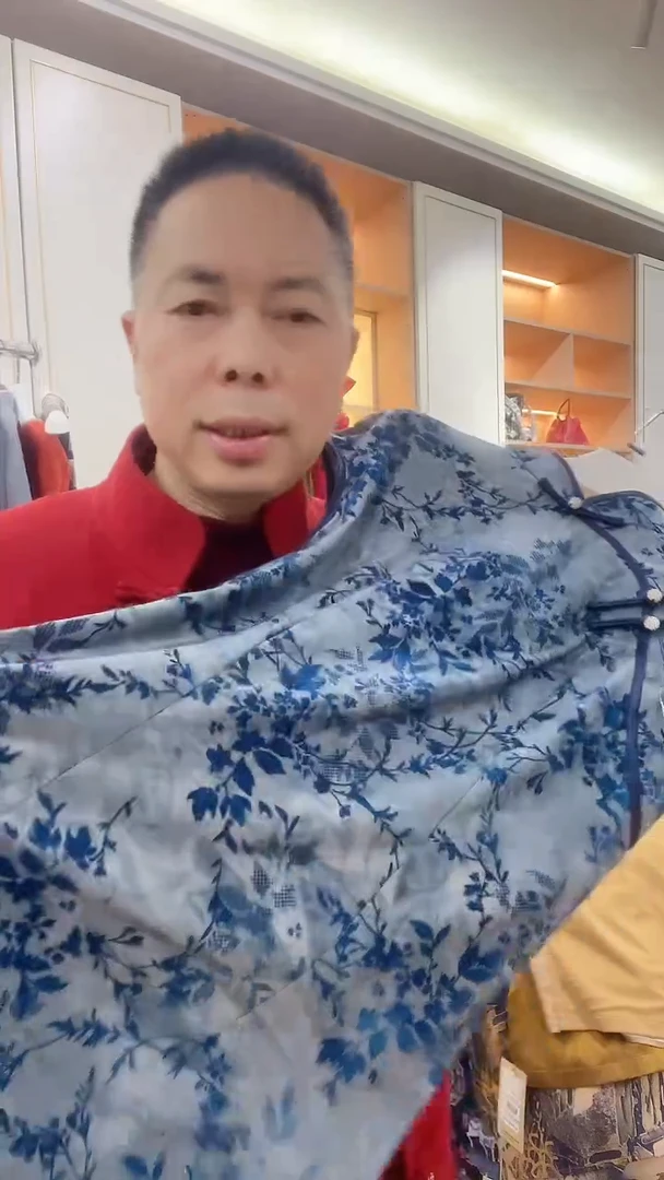 灰蓝色长款旗袍XL码