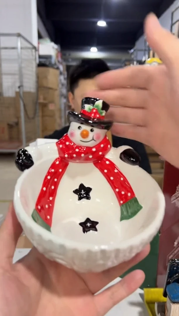 瓷片陶瓷原盒雪人碗