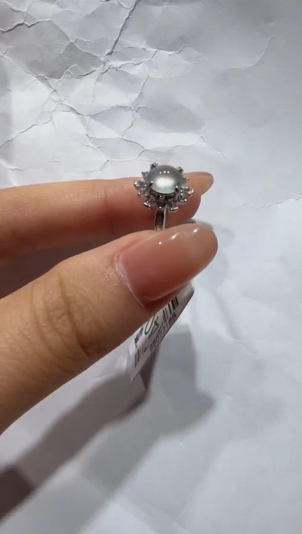 银S925镶嵌戒指翡翠缅甸A货翡翠戒指