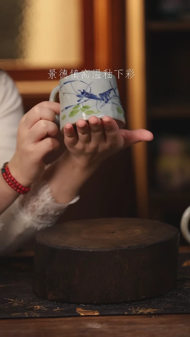 陶瓷景德镇高温釉下手绘陶瓷@L076@