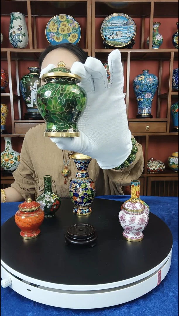 手工艺品琉璃将军罐绿色