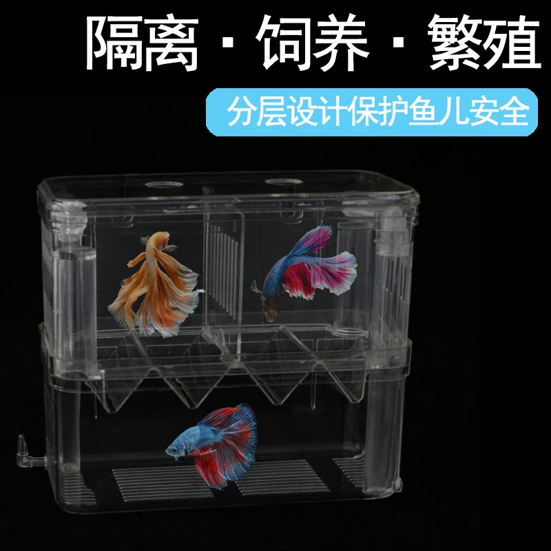 鱼缸隔离孵化盒孔雀鱼繁殖盒小鱼苗孵化器亚克力繁殖盒一体多格缸
