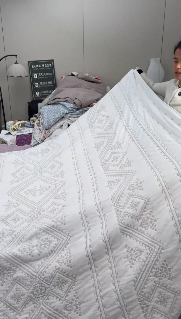 棉纯棉金色罗线格230*250单床盖