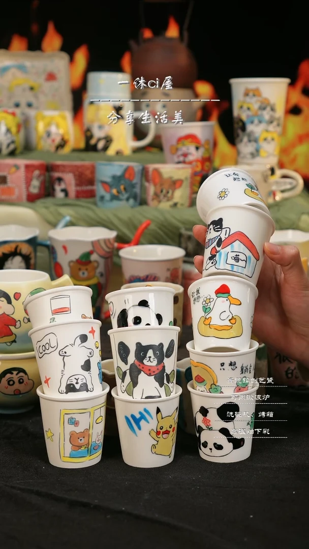 【闪购商品】摆件亲工手绘陶瓷-随机发四个