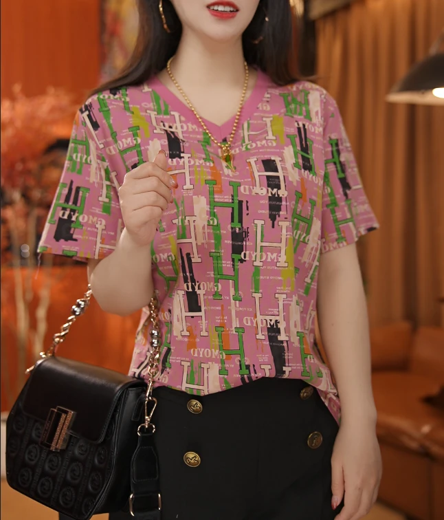 【大瑾瑾】-夏季新款潮流英文字母短袖T恤【1242】