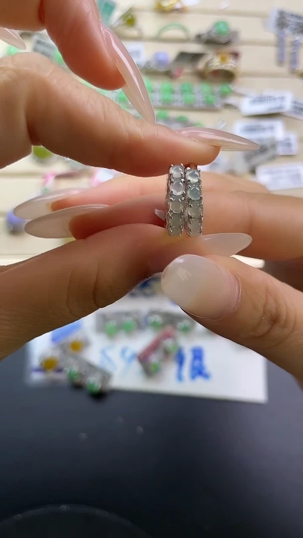 银S925镶嵌戒指翡翠翡翠 蛋面 银S925镶嵌