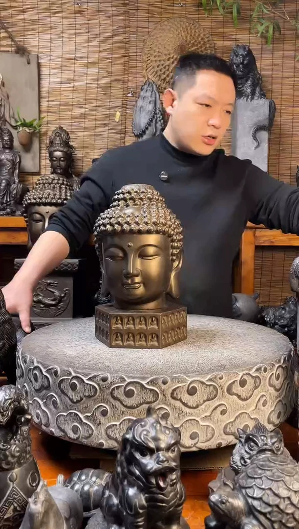 石材25佛头送底座天然青石雕刻