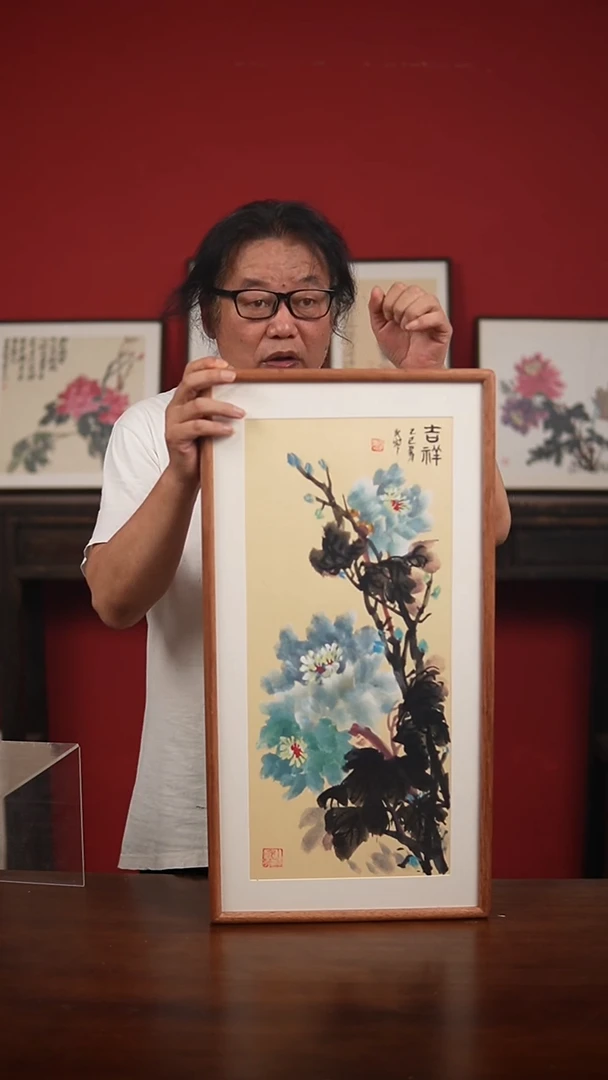 国画手绘36*69带框夏寒作品