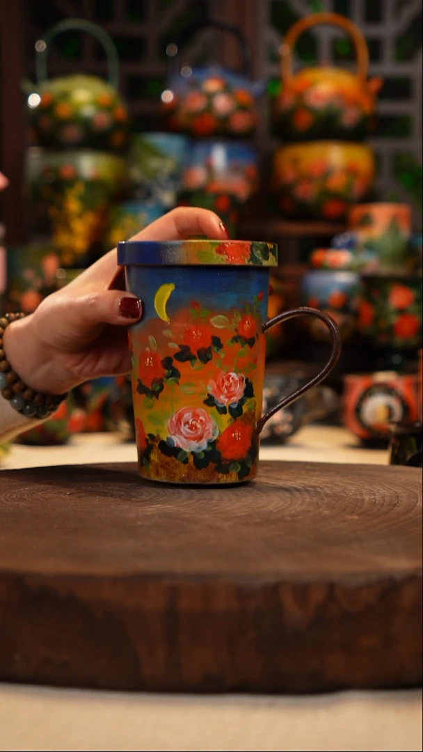 紫砂 油画釉下彩手绘