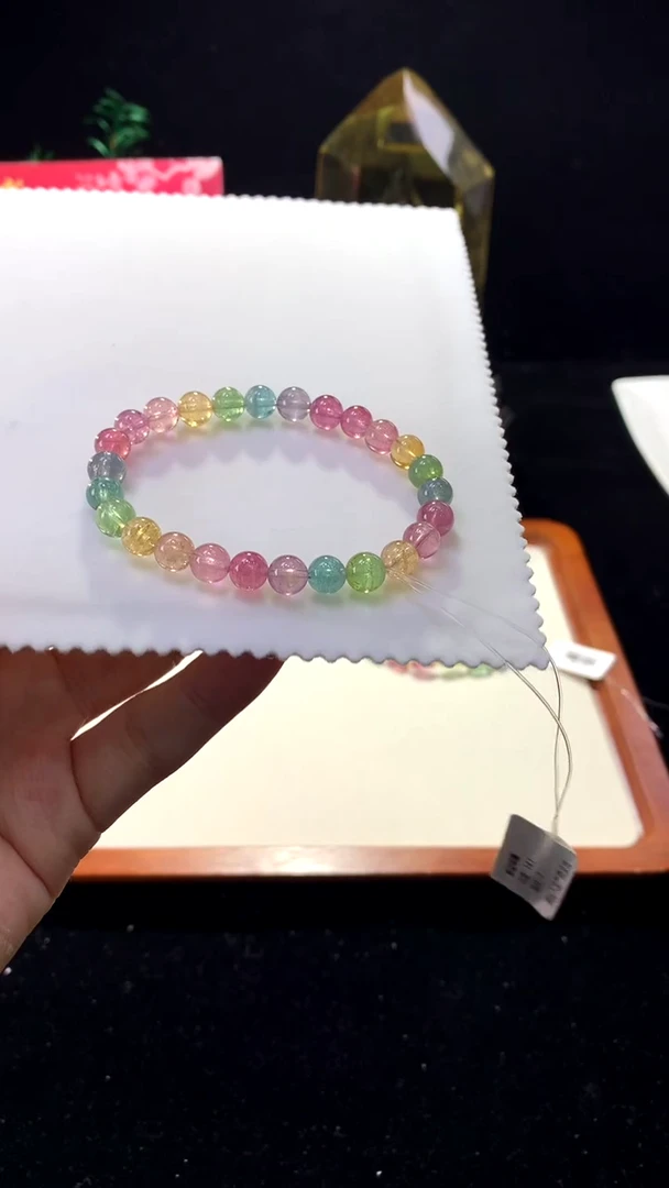 【闪购商品】碧玺手链未镶嵌【梦源珠宝】7m天然碧玺马卡龙单圈手链