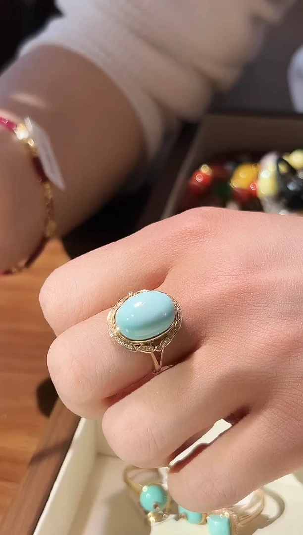 未镶嵌绿松石戒指绿松戒指