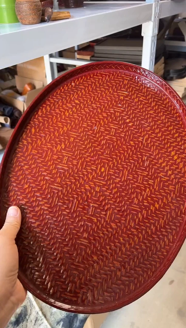 【闪购商品】36.5*27厘米 椭圆形菠萝漆托盘收纳