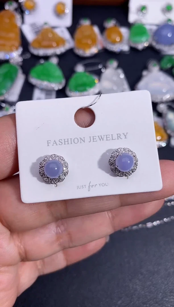 【闪购商品】翡翠耳饰18K金镶嵌耳饰