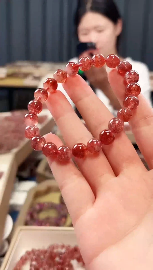 未镶嵌手串水晶金草莓超七单圈手串8mm【多样性发一】