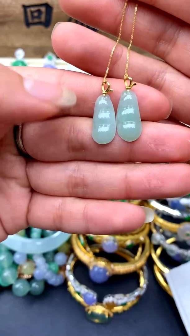 【闪购商品】翡翠耳饰18K金镶嵌99-中国好珍宝