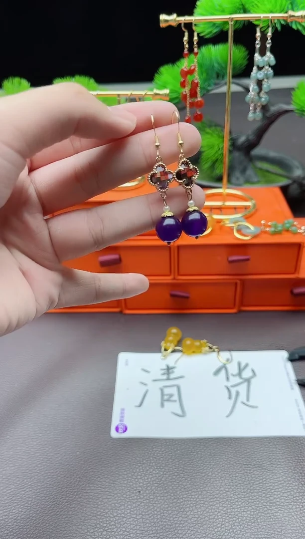 紫晶耳饰银S925镶嵌112