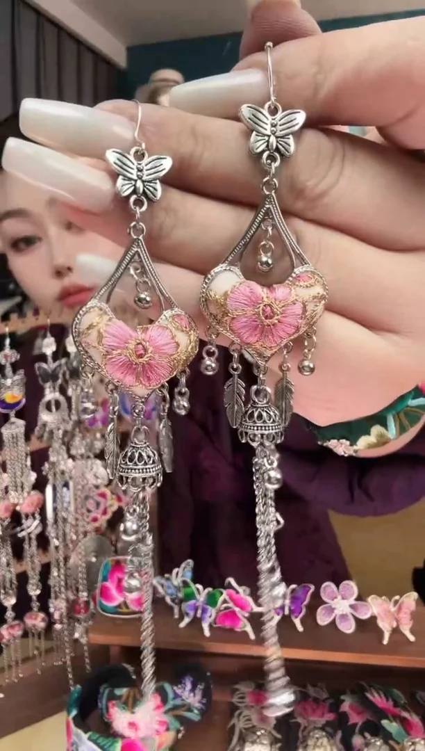 刺绣纯手工民族风刺绣耳环