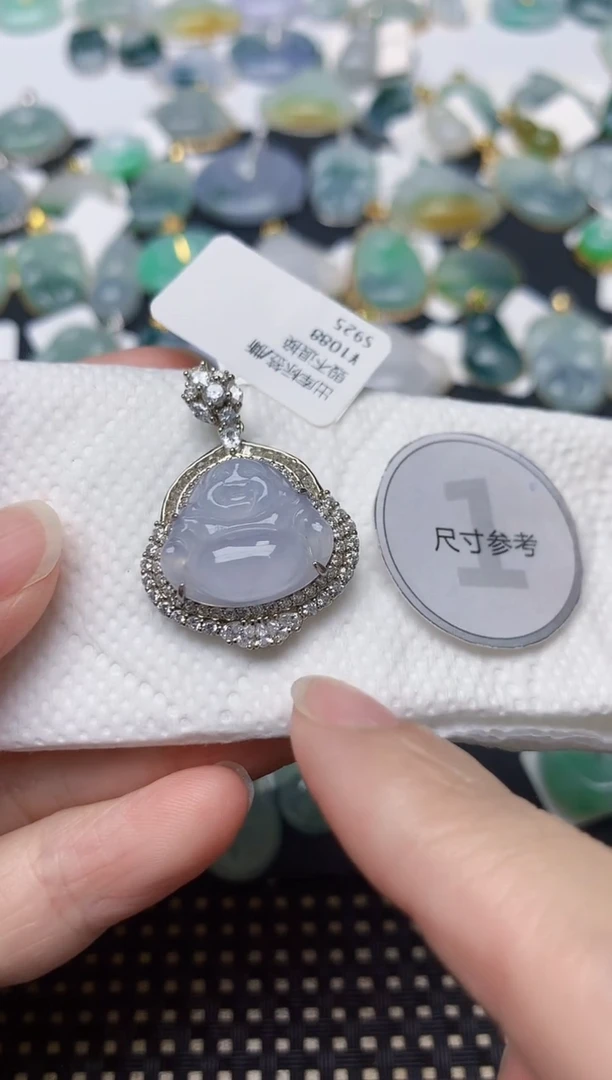颈饰银S925镶嵌翡翠天然缅甸A货翡翠