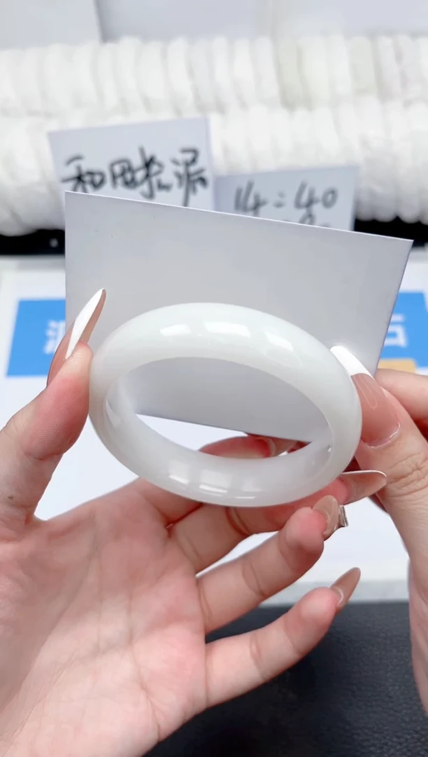 和田玉手镯未镶嵌148-宽胎羊脂白60.4