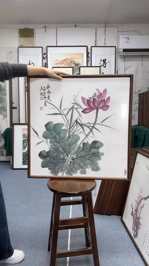 国画尺寸70*70实木画框京东包邮手绘