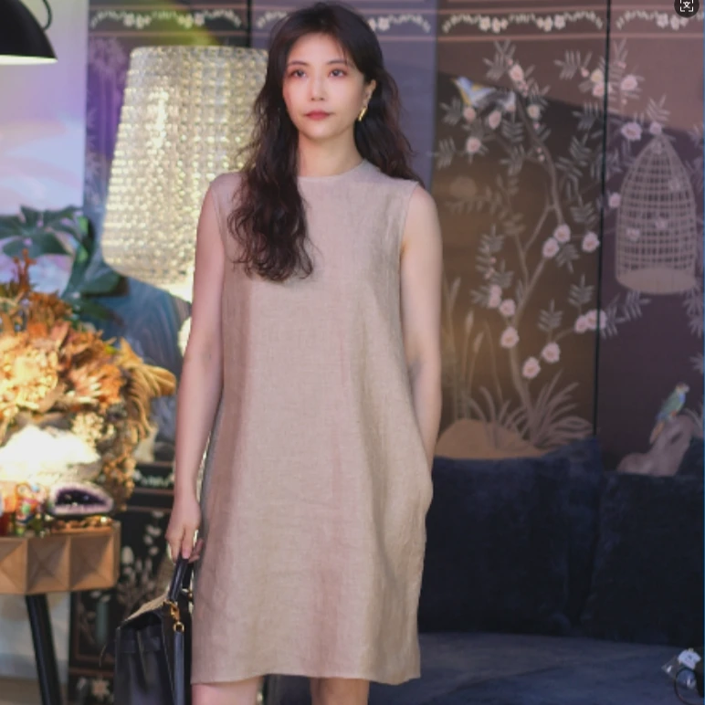 【欧式贵族裙】高质感诺曼底长纤亚麻透气丝滑不扎肉立体裁剪连衣裙