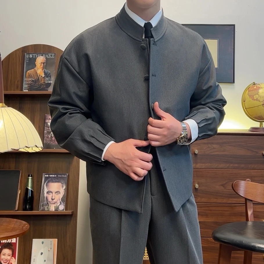 西格Xg立领夹克外套单西长袖春秋休闲百搭新中式西装男士5045